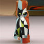 Robe longue imprimée chat abstrait pour femmes, mode Sexy, ajouré, col en v, sans manches, décontractée, vacances, fête, dîner, Maxi