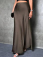 Jupe Midi Satin à Volants – Taille Haute