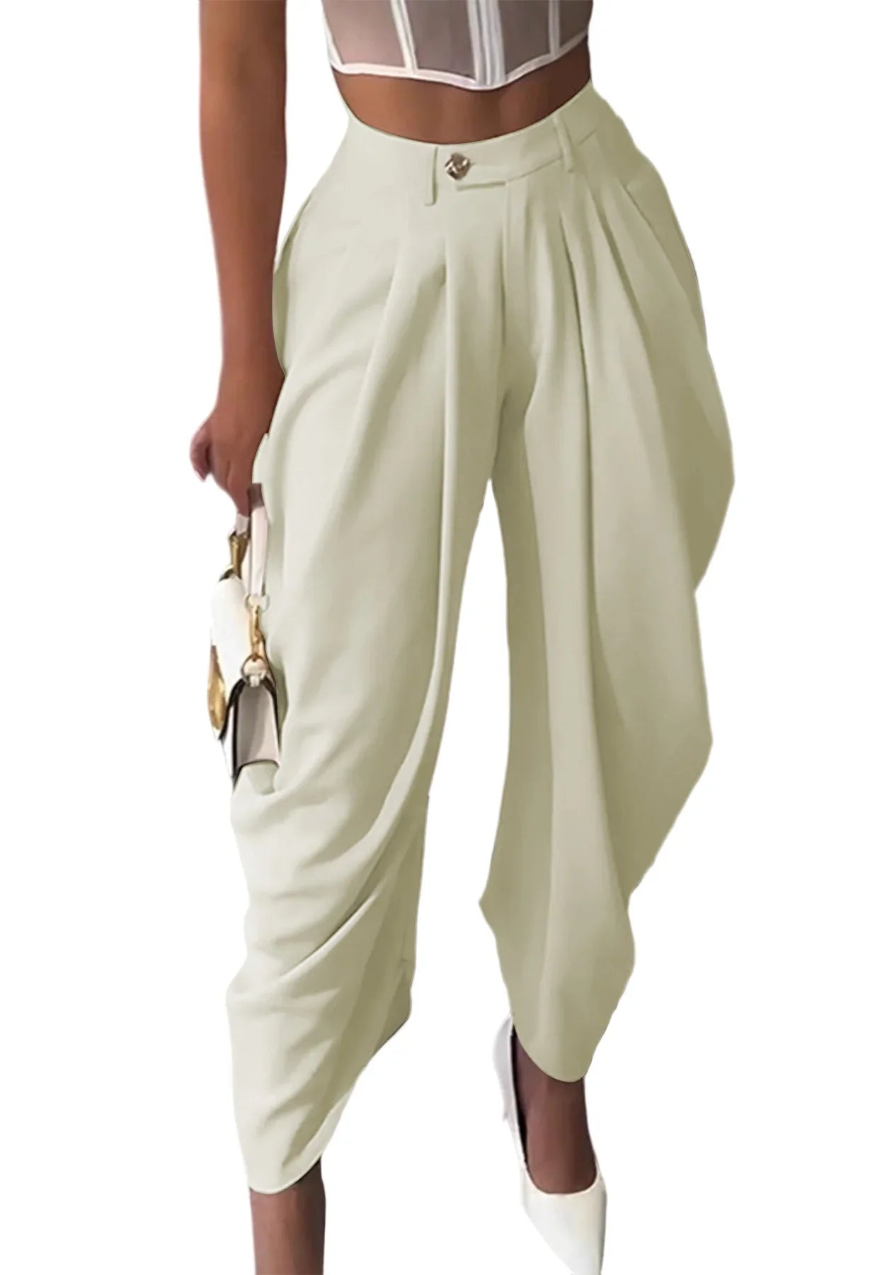 Pantalon Ample Taille Haute – Style Bureau
