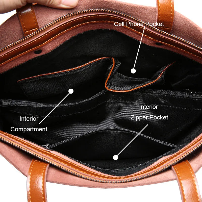 Sac Fourre-Tout en Cuir Véritable – Style Rétro