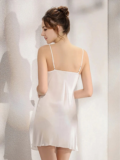 New 100% Natural Silk Gecelik Slip Nuisette Nightgown Women Nightwear Sexy Sleepwear Dress Pijamas Night Gown Nighty