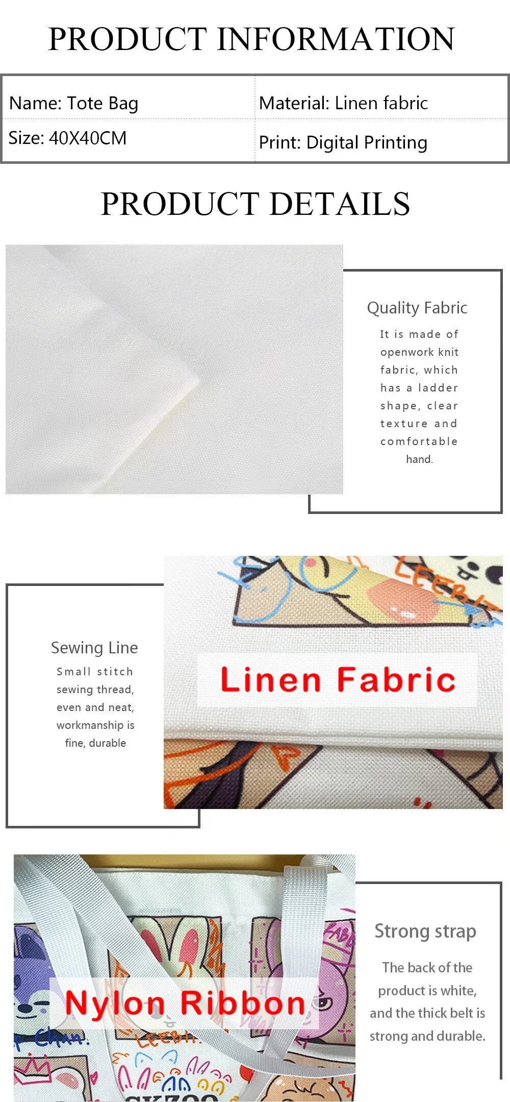 Sac fourre-tout imprimé chat de dessin animé mignon, sac à bandoulière de grande capacité, sac à main décontracté pour femmes pour le travail, l'école et le Shopping