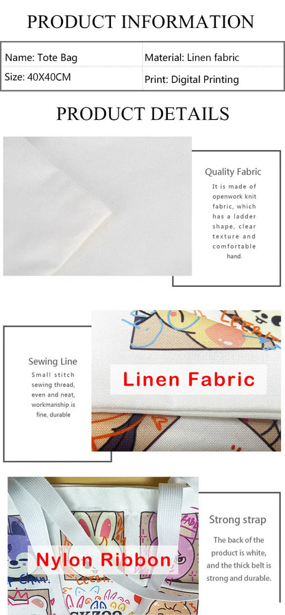 Sac fourre-tout imprimé chat de dessin animé mignon, sac à bandoulière de grande capacité, sac à main décontracté pour femmes pour le travail, l'école et le Shopping