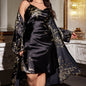 Peignoir Kimono Sexy en Satin pour Femme, Ensemble de 2 Pièces, Grande Taille 5XL, Chemise de Nuit à Bretelles, Vêtements de Maison