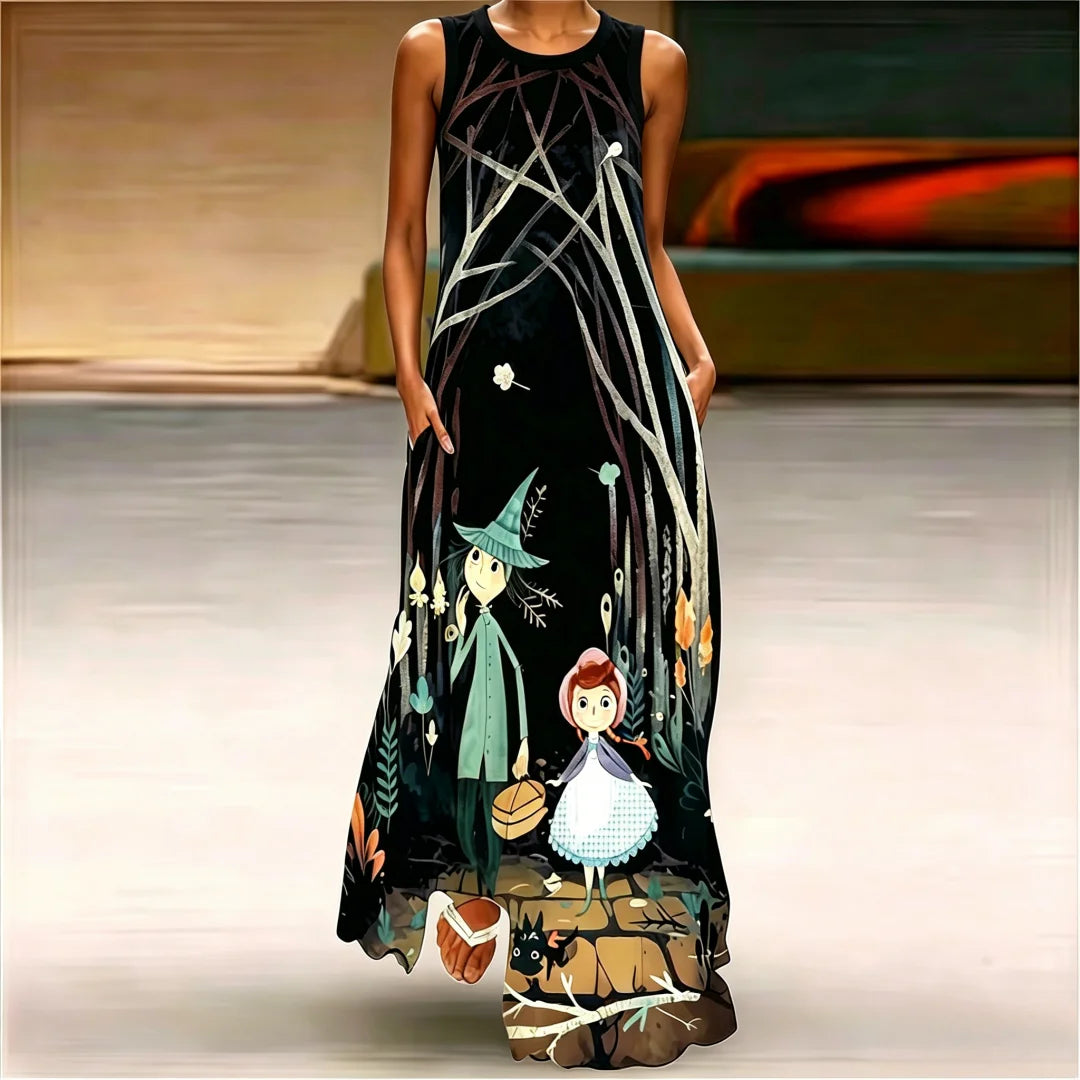 Robe Maxi Fleurie Sans Manches – Col Rond Décontractée