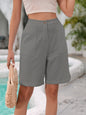 Short Lin Femme — Coupe Large, Taille Haute, Style Décontracté
