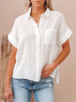 Chemisier Oversize Lin & Coton – Manches Courtes