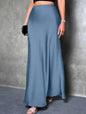 Jupe Midi Satin à Volants – Taille Haute