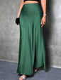 Jupe Midi Satin à Volants – Taille Haute