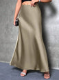 Jupe Midi Satin à Volants – Taille Haute