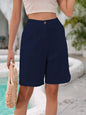 Short Lin Femme — Coupe Large, Taille Haute, Style Décontracté