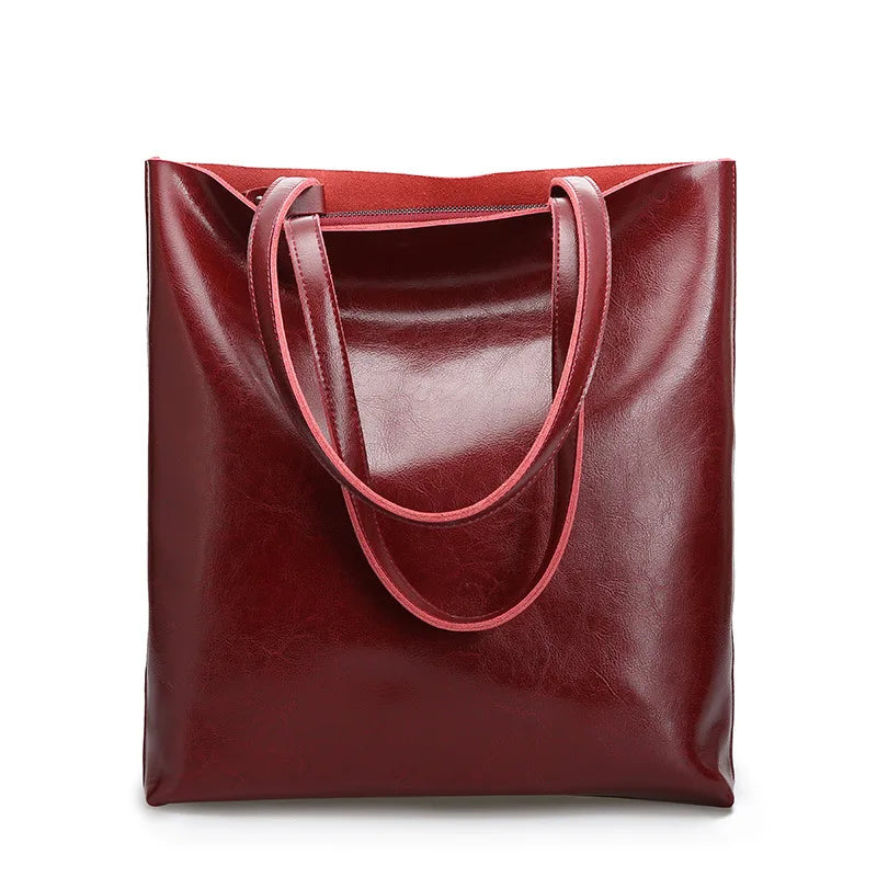 Sac Fourre-Tout en Cuir Véritable – Style Rétro