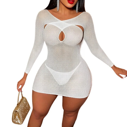 Nuisette Résille Transparente Grande Taille – Body Tricoté Haute Élasticité