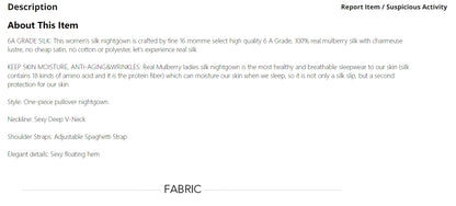 New 100% Natural Silk Gecelik Slip Nuisette Nightgown Women Nightwear Sexy Sleepwear Dress Pijamas Night Gown Nighty