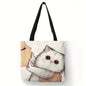 Sac fourre-tout imprimé chat de dessin animé mignon, sac à bandoulière de grande capacité, sac à main décontracté pour femmes pour le travail, l'école et le Shopping