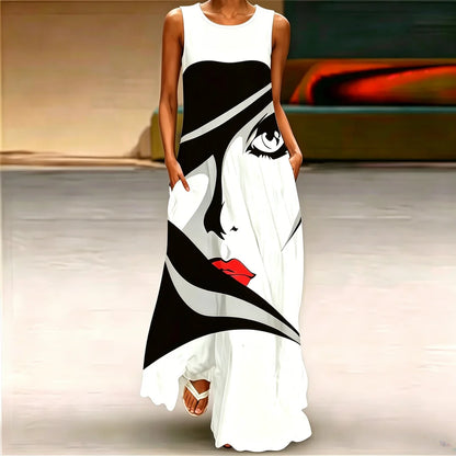Robe Maxi Fleurie Sans Manches – Col Rond Décontractée