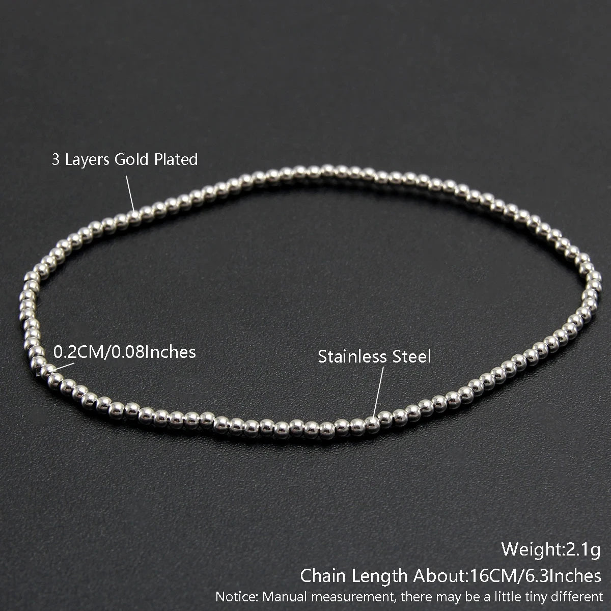 Bracelet élastique en acier inoxydable pour homme et femme, bijoux perlés, boule métallique, 2mm, 4mm, 5mm, 6mm, 8mm, 10mm, haute qualité