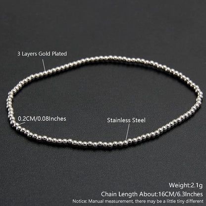 Bracelet élastique en acier inoxydable pour homme et femme, bijoux perlés, boule métallique, 2mm, 4mm, 5mm, 6mm, 8mm, 10mm, haute qualité