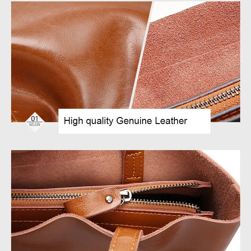 Sac Fourre-Tout en Cuir Véritable – Style Rétro