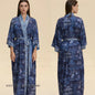 Imprimé fleur femme longue Robe chemise de nuit Robe de maison demi manches Kimono peignoir Robe ample décontracté soie Satin vêtements de détente pyjama