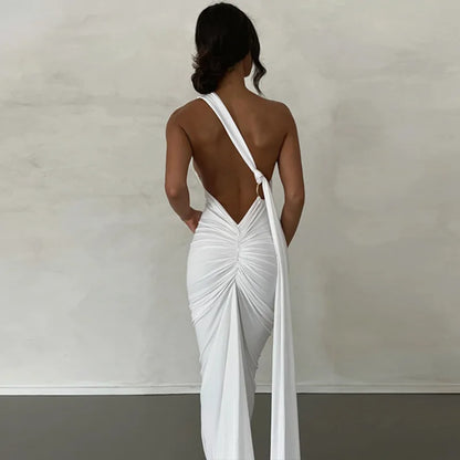 Nouvelle Robe Longue Moulante Sexy Dos Nu pour Femme, Col Halter, Robe Maxi Élégante pour Soirées d'Été, Anniversaires, Noire, Blanche, Bordeaux