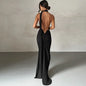 Nouvelle Robe Longue Moulante Sexy Dos Nu pour Femme, Col Halter, Robe Maxi Élégante pour Soirées d'Été, Anniversaires, Noire, Blanche, Bordeaux