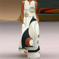 Robe longue imprimée chat abstrait pour femmes, mode Sexy, ajouré, col en v, sans manches, décontractée, vacances, fête, dîner, Maxi