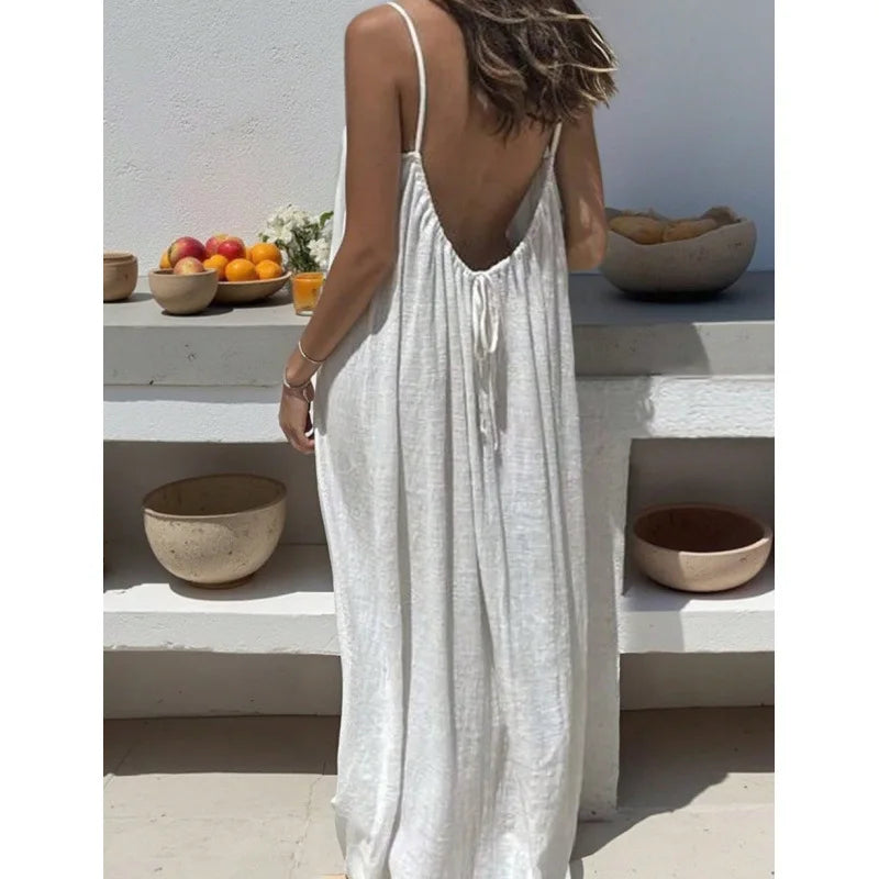 Nouvelle arrivée : Robe longue décontractée sans bretelles ni dos pour femme, confortable pour la maison et la nuit