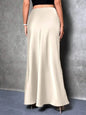 Jupe Midi Satin à Volants – Taille Haute