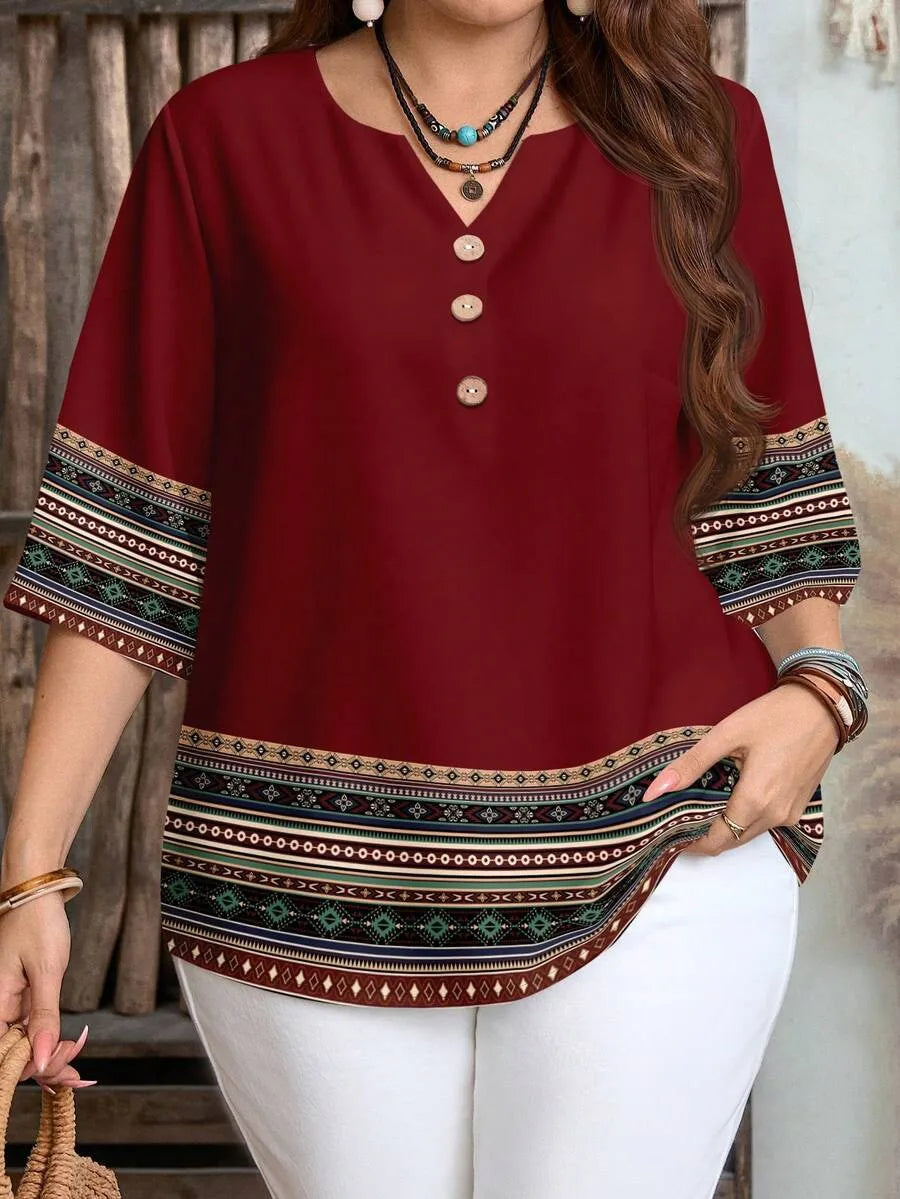 Chemise rétro grande taille à manches courtes