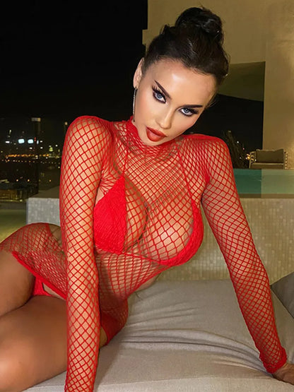 Robe lingerie résille moulante – Transparente, sexy, coupe gaine