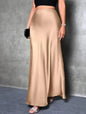Jupe Midi Satin à Volants – Taille Haute