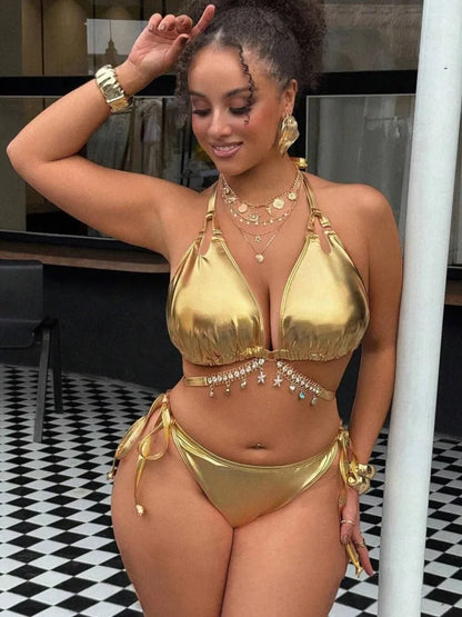 Maillot de bain grande taille pour femme, taille haute, push-up, effet ventre plat, collection été 2026, ensemble bikini