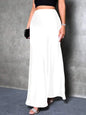 Jupe Midi Satin à Volants – Taille Haute