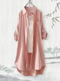 Grande taille femmes Simple à manches longues Blouse Chic Style coréen coupe ample respirant chemise décontracté automne couleur unie Midi tunique hauts