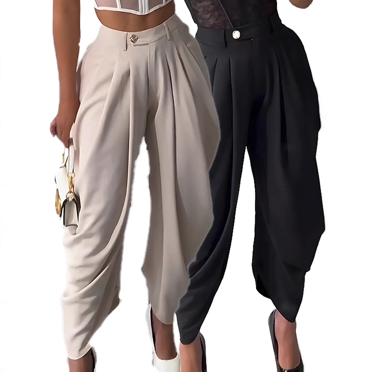 Pantalon Ample Taille Haute – Style Bureau