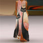 Robe longue imprimée chat abstrait pour femmes, mode Sexy, ajouré, col en v, sans manches, décontractée, vacances, fête, dîner, Maxi