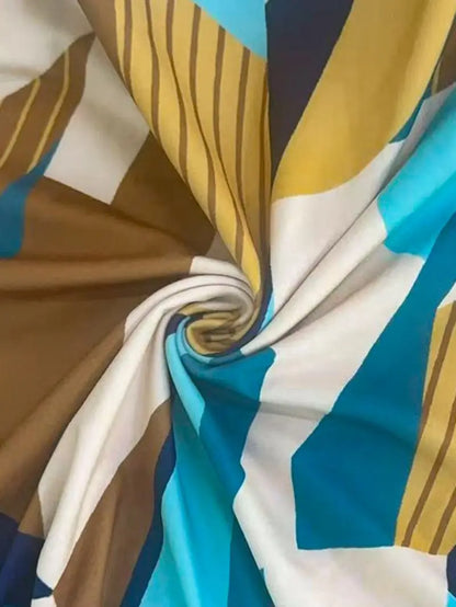 Robe Été Imprimée Femme — Coupe Ample Plissée, Manches Courtes