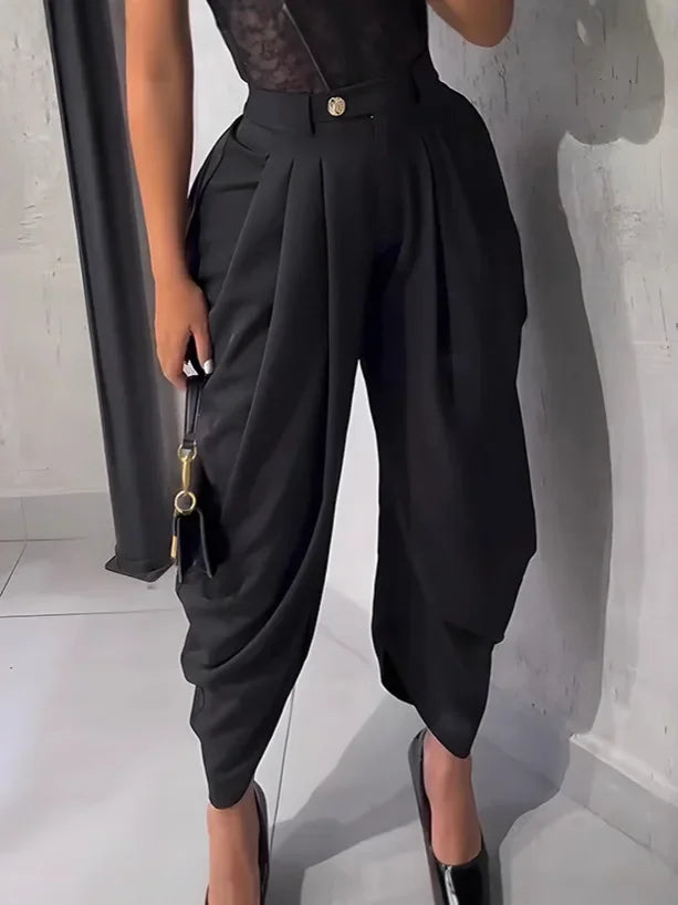 Pantalon Ample Taille Haute – Style Bureau