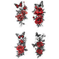 Autocollant de tatouage temporaire imperméable, 4 pièces, Style foncé, papillon, Rose rouge, fleurs, feuilles, bras d'art corporel, faux tatouages, manches pour femmes et hommes